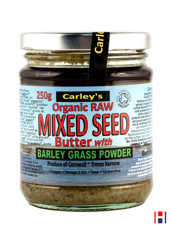 Premium, Raw & Organic Mixed Seed Butter with Barley Grass Powder 250g (Carley's)