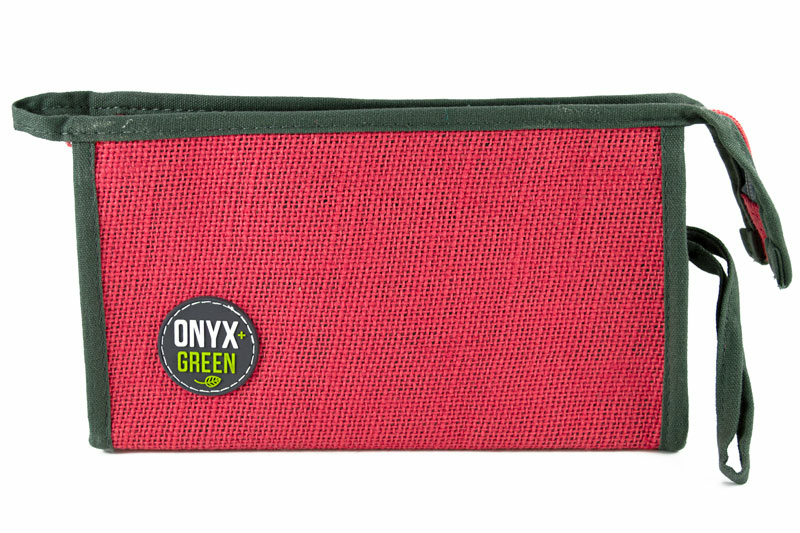 100% Jute Pencil Pouch Red (Onyx and Green)