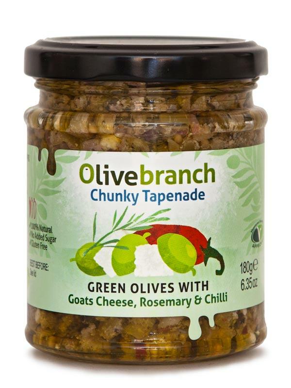 Green Olive Tapenade with Goats Cheese, Rosemary & Chilli (Olive Branch)