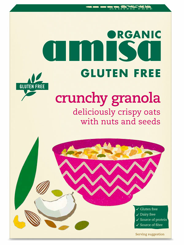 Crunchy Granola, Gluten Free, Organic 375g (Amisa)