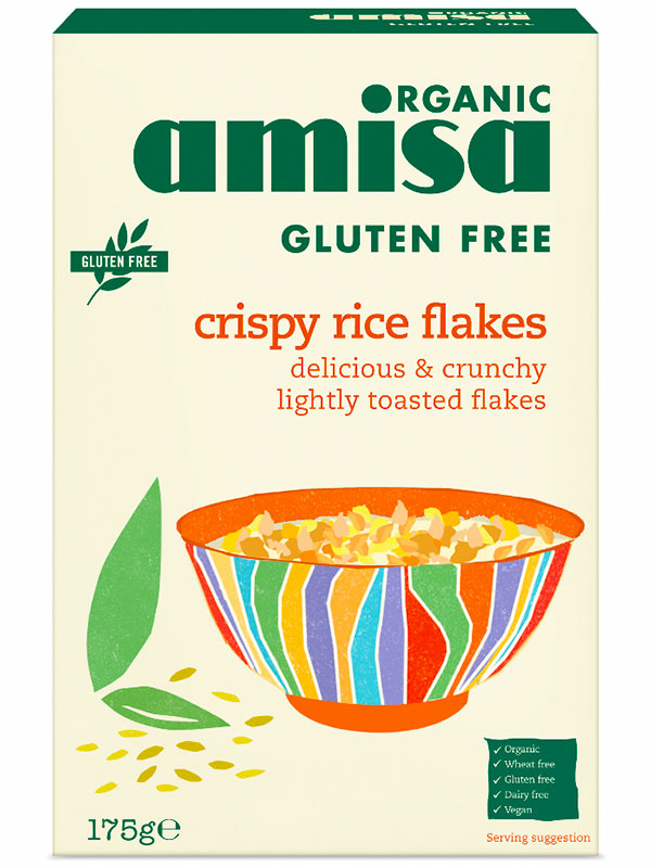 Crispy Rice Flakes, Gluten Free, Organic 175g (Amisa)