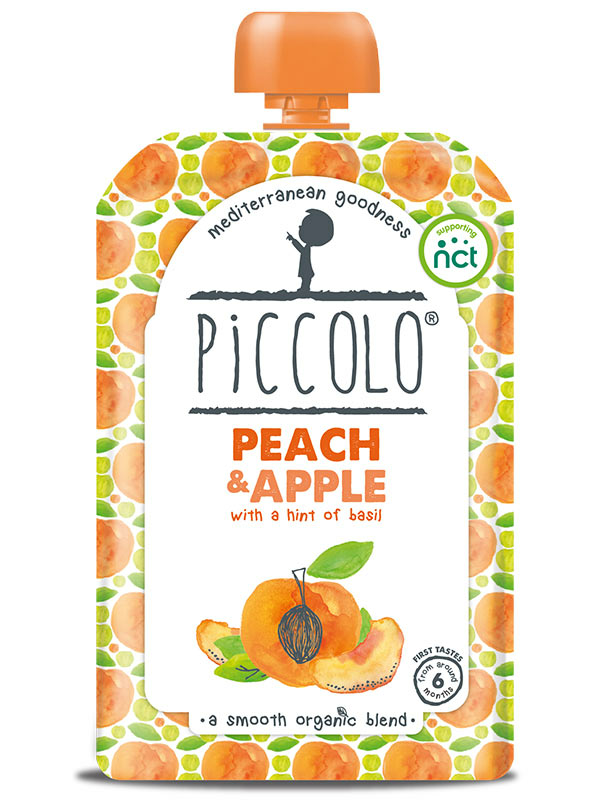 Peach & Apple with Basil Purée, Organic 100g (Piccolo)
