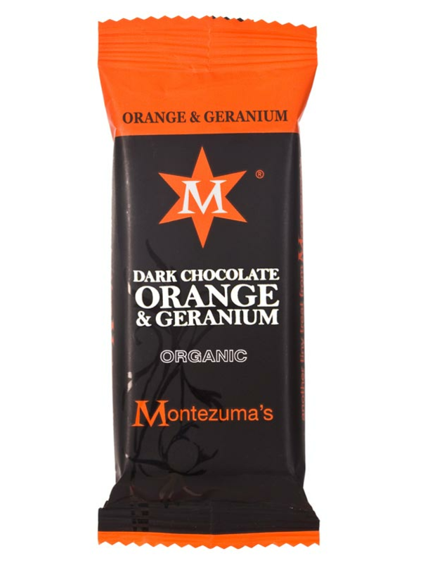 Dark Chocolate Orange & Geranium Mini Bar, Organic 30g (Montezuma's)