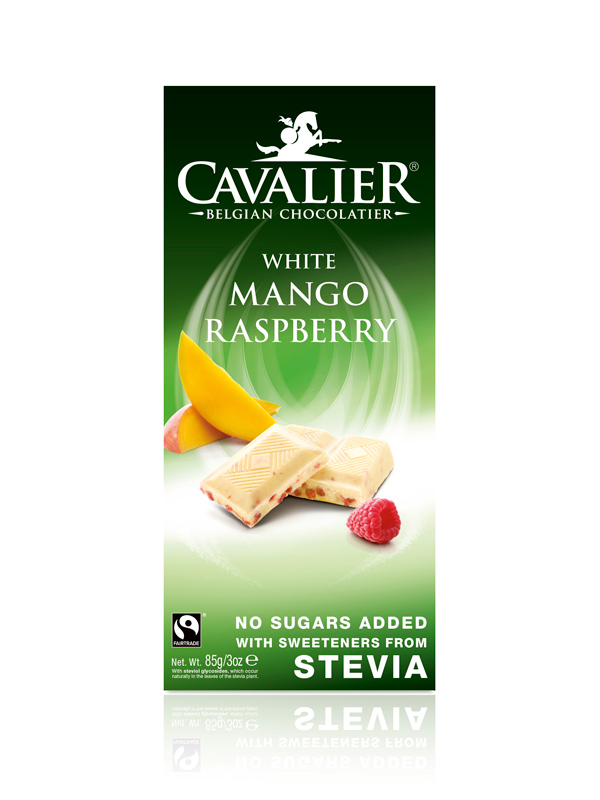 Mango & Raspberry White Chocolate Bar with Stevia 85g (Cavalier)