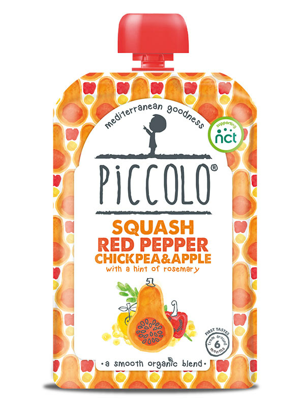 Squash, Red Pepper & Chickpea Purée, Organic 100g (Piccolo)