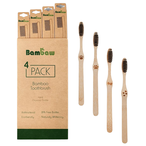 4 Pack Hard Bamboo Toothbrushes (Bambaw)