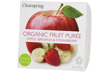 Organic Fruit Puree Apple, Banana & Strawberry (2x100g) (Clearspring)