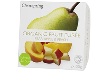 Organic Fruit Puree Pear, Apple & Peach (2x100g) (Clearspring)