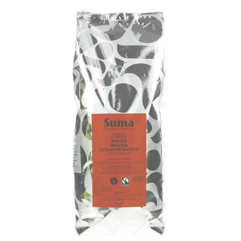 Organic Swiss Water Decaff Coffee Beans 1kg (Suma)