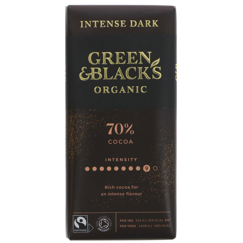 Organic 70% Cocoa Dark Chocolate 90g (Green & Blacks)