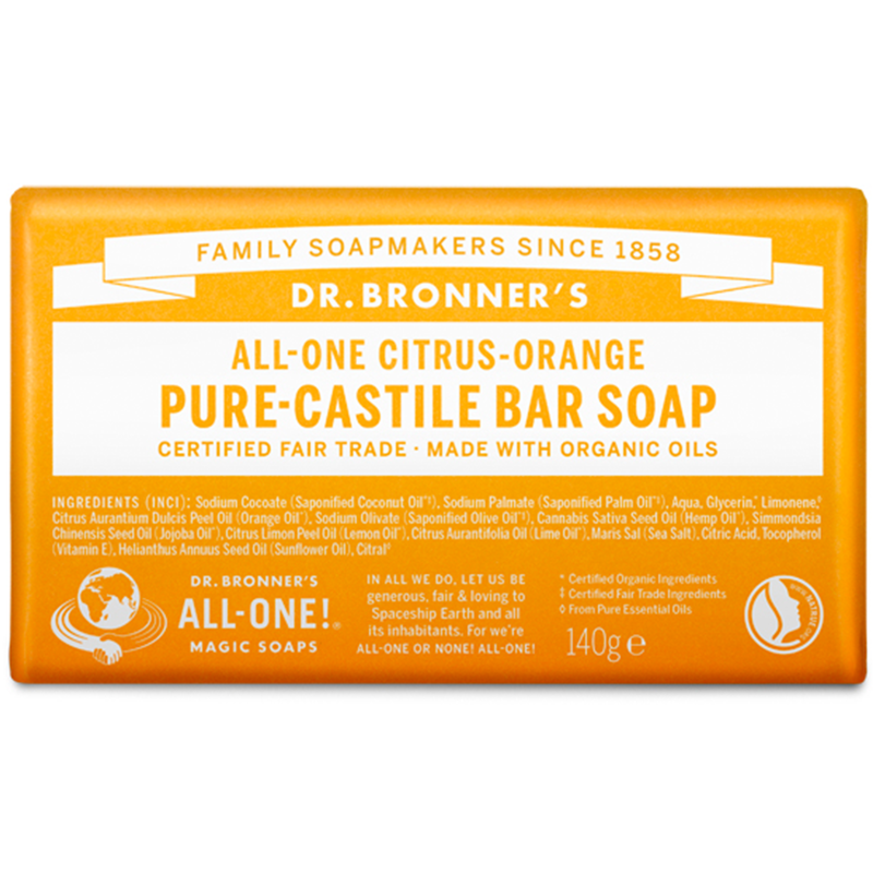 All-One Citrus Pure Castile Soap Bar 140g (Dr. Bronner's)