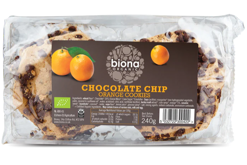 Organic Chocolate Chip Orange Cookies 240g (Biona)