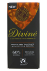 60% Dark Chocolate Pretzel & Caramel Bar 90g (Divine)