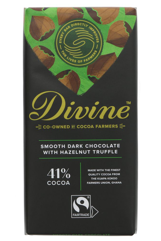 Dark Chocolate and Smooth Hazelnut Bar 90g (Divine)