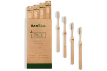 4 Pack Soft Bamboo Toothbrushes (Bambaw)
