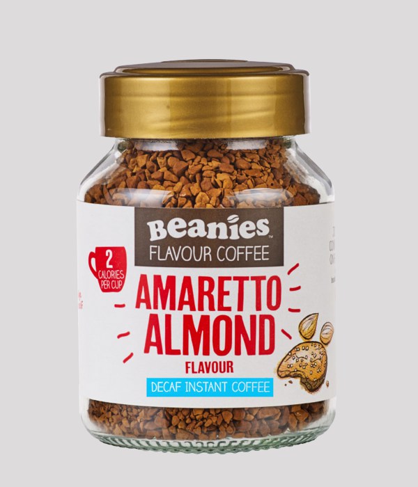 Amaretto Flavoured Instant Coffee, Decaffeinated 50g (Beanies Coffee)