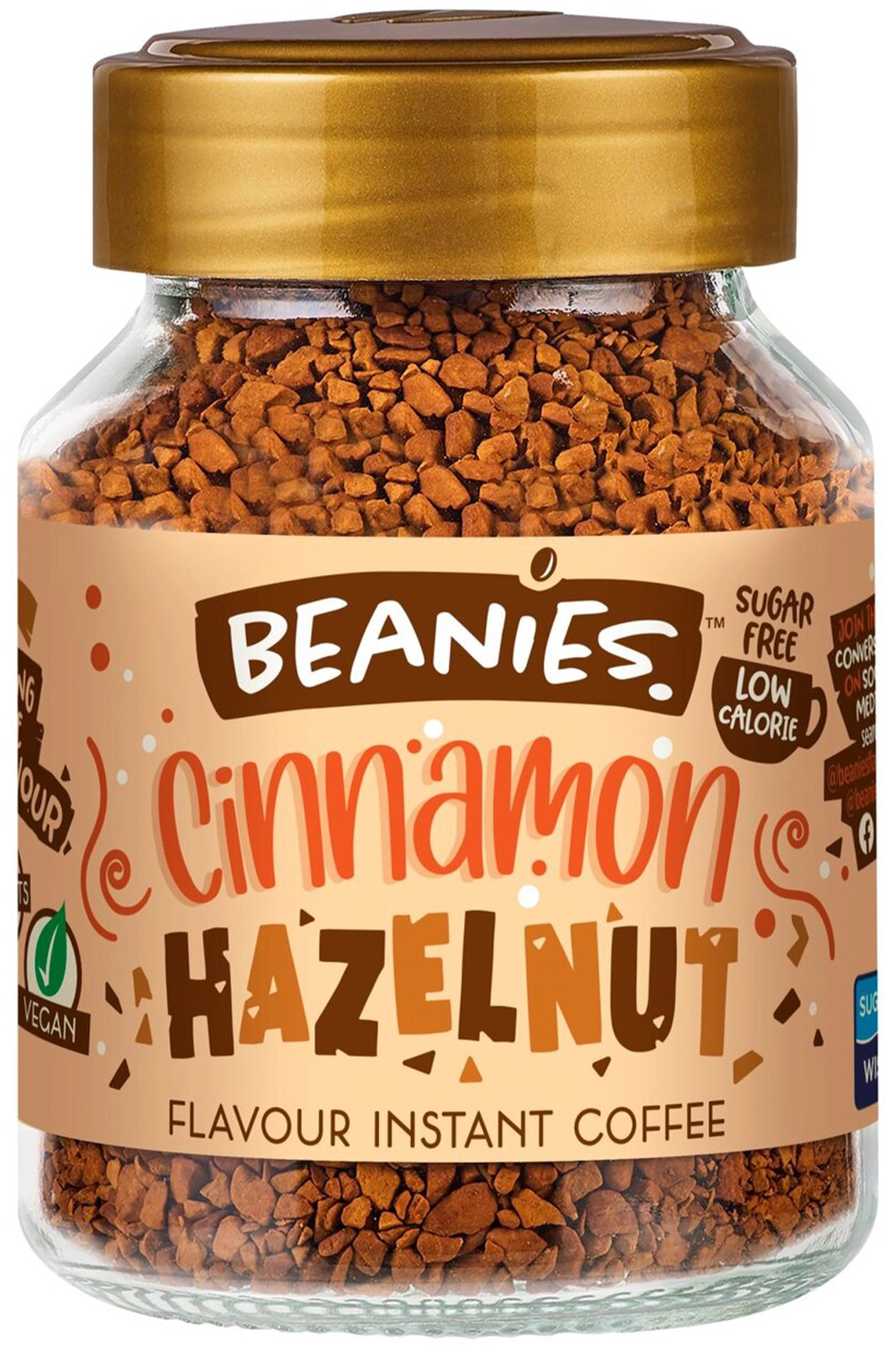 Cinnamon & Hazelnut Flavoured Instant Coffee, 50g (Beanies Coffee)