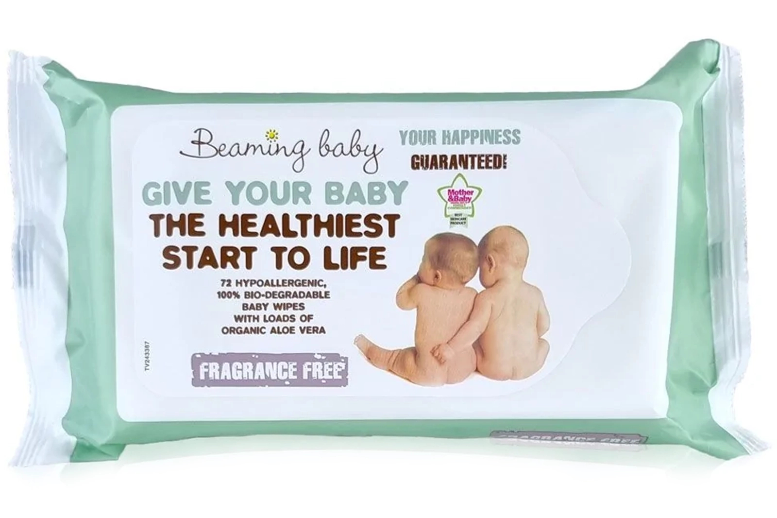 Fragrance-Free Baby Wipes, Organic x 72 (Beaming Baby)