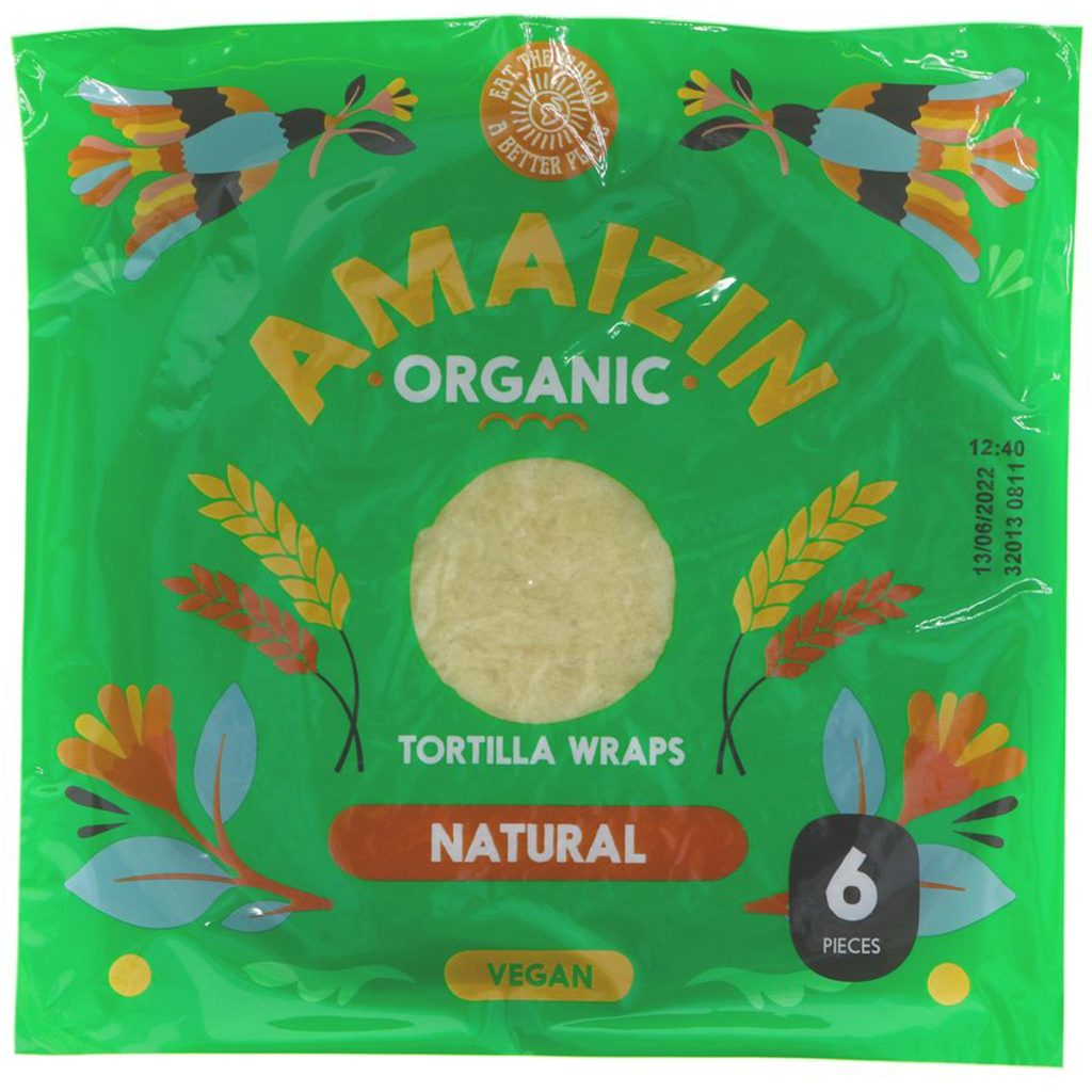 Wheat Tortilla Wraps, Organic 240g (Amaizin)