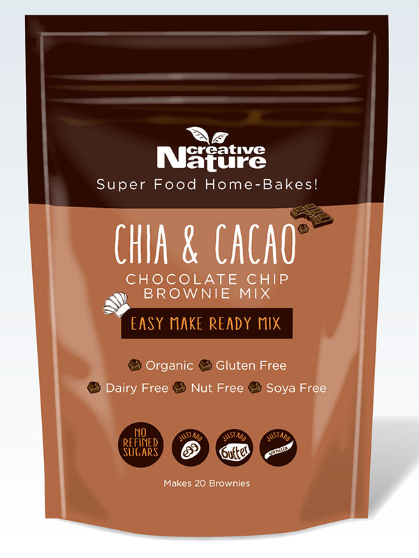Chia & Cacao Chocolate Chip Brownie Mix, Gluten Free 400g (Creative Nature)