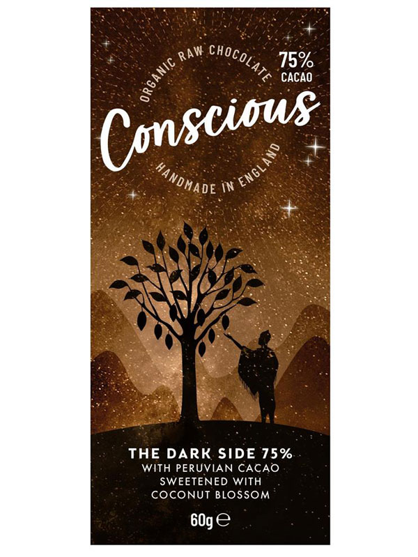 The Dark Side 75% Raw Chocolate,  60g (Conscious)