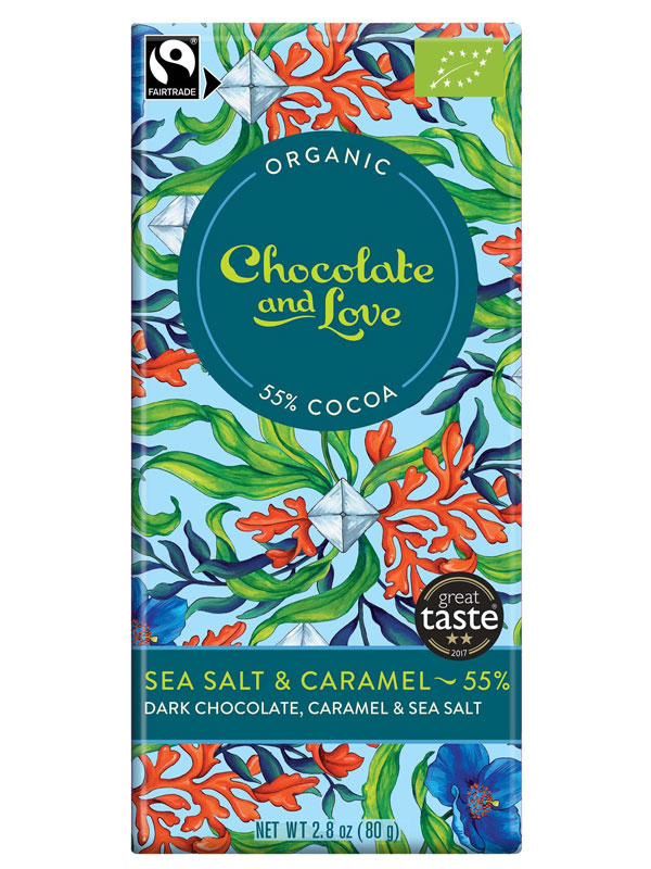 Dark Chocolate with Caramel & Sea Salt,  80g (Chocolate and Love)