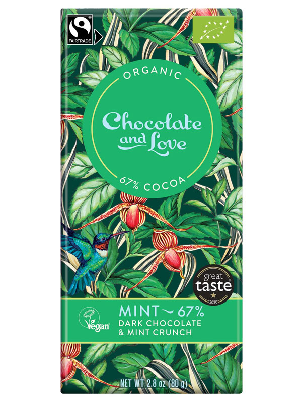 Dark Chocolate with Mint Crunch,  80g (Chocolate and Love)