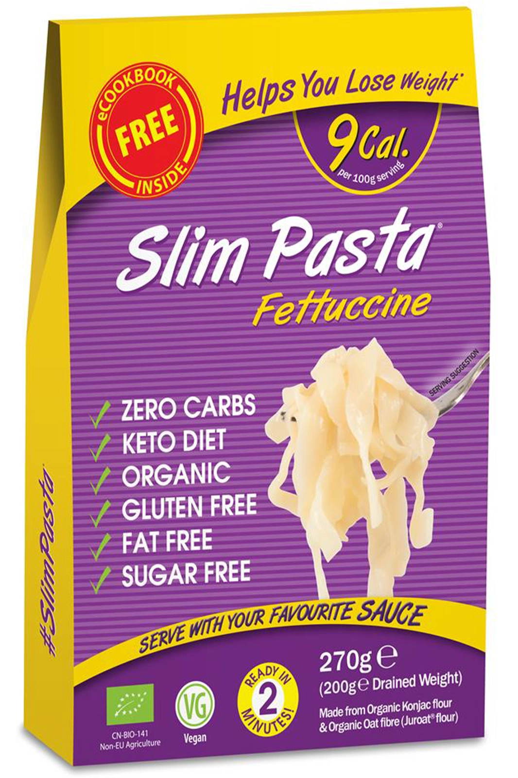 Slim Pasta Fettuccine 200g, Organic (Eat Water)