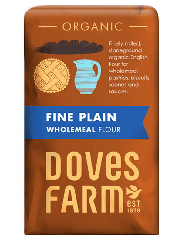 100% Wholemeal Plain Flour 1kg,  (Doves Farm)