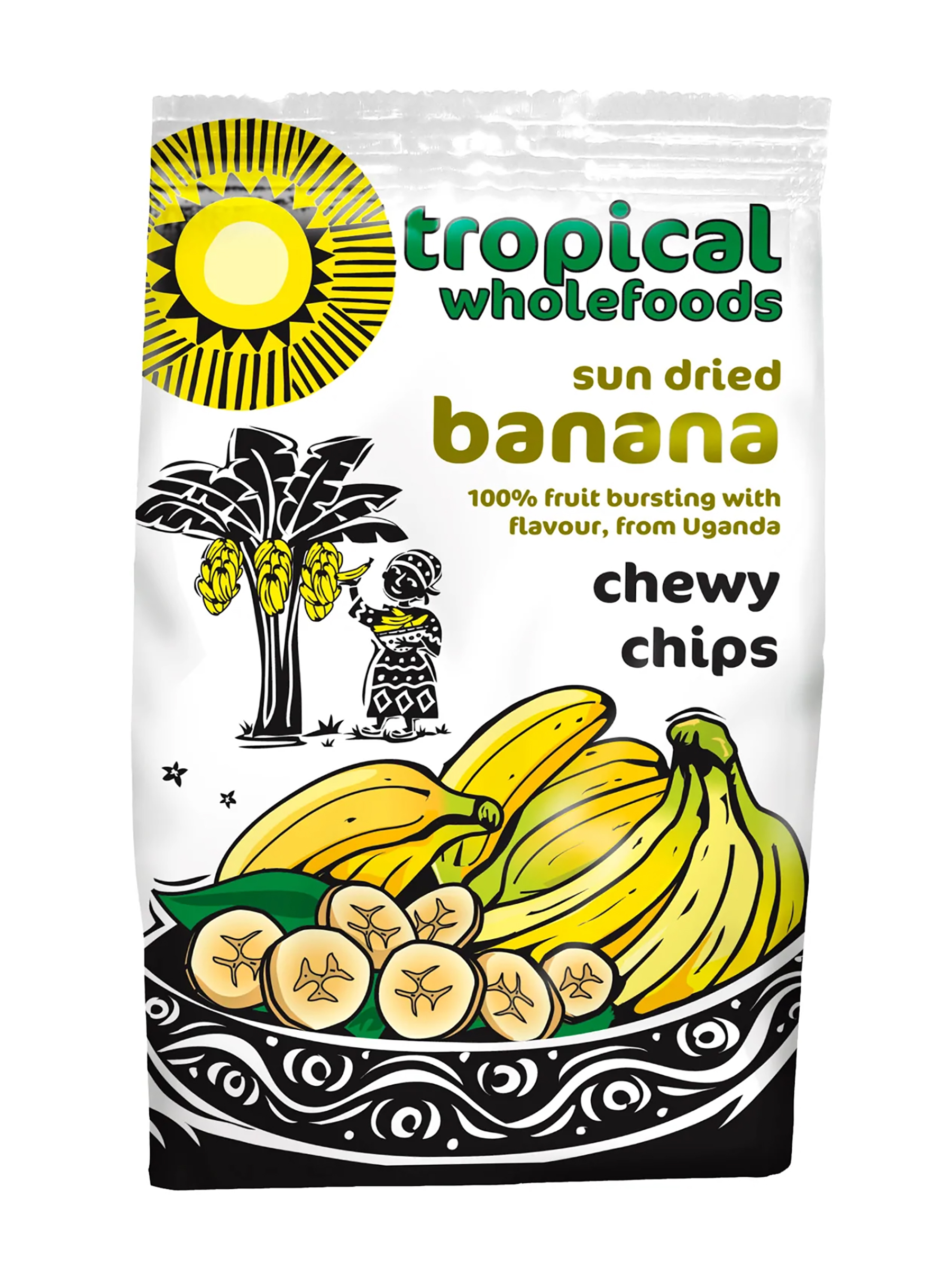 Dried Banana Chewy Chips 150g - No added ingredients (Tropical Wholefoods)