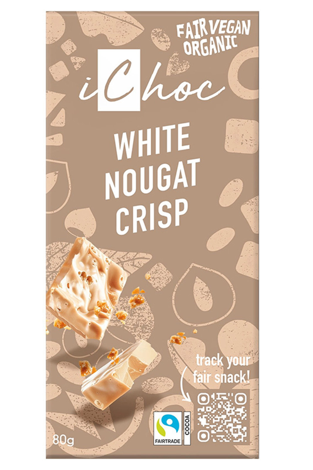 White Nougat Crisp Vegan Chocolate 80g (iChoc)