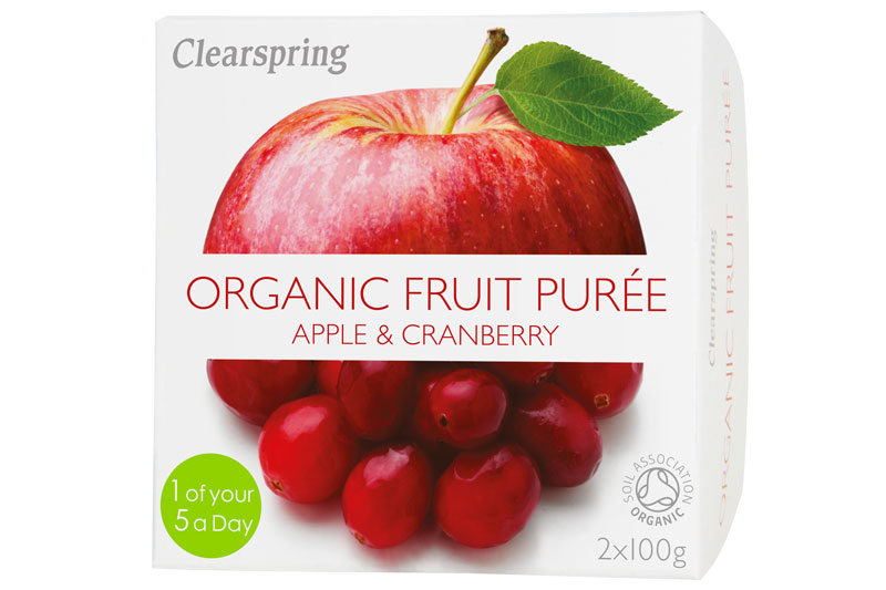 Apple & Cranberry Fruit Puree,  2 x 100g (Clearspring)