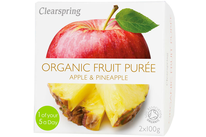 Apple & Pineapple Fruit Puree,  2 x 100g (Clearspring)
