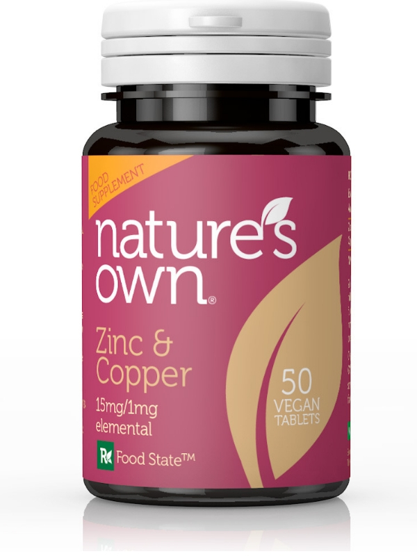 Food State Zinc/Copper 15mg/1mg 50 Tablets (Nature's Own)