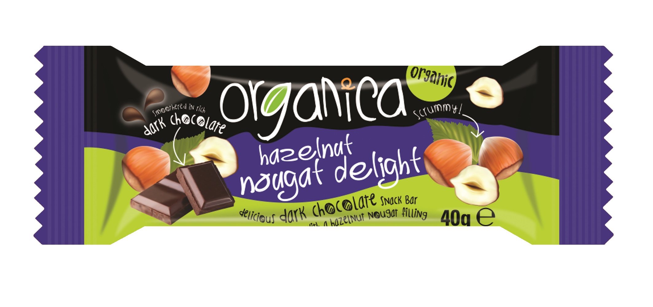 Hazelnut Nougat Delight Dark Chocolate Bar,  40g (a)