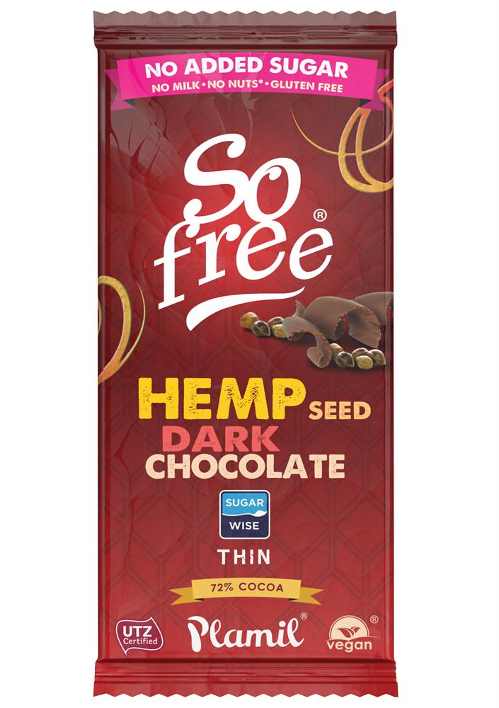 So Free Dark Chocolate Thin With Hemp Seed 70g (Plamil)