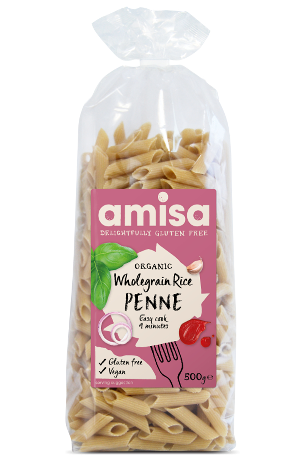 Wholegrain Rice Penne, Gluten Free Organic 500g (Amisa)
