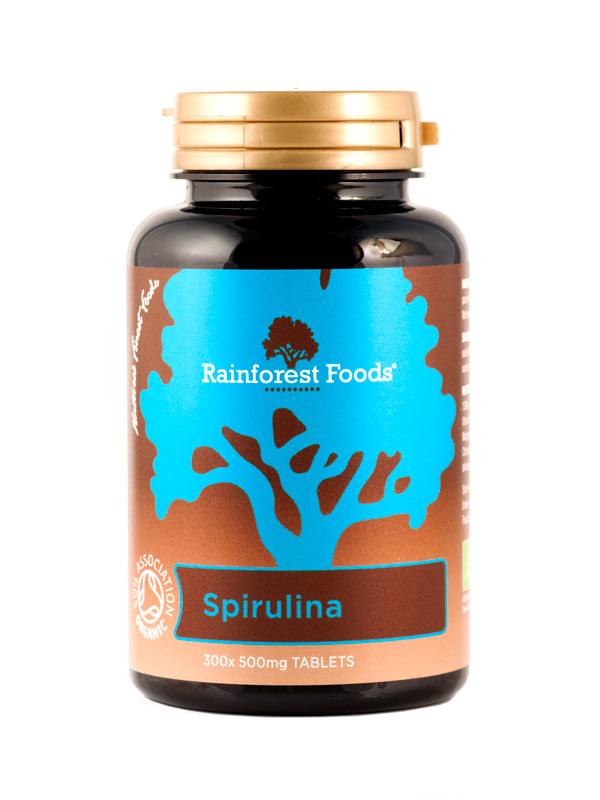 Spirulina Capsules 300 x 500mg, Organic (Rainforest Foods)