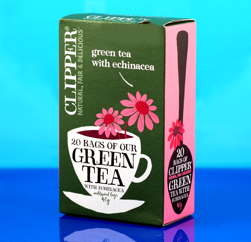 Clipper Green Tea with Echinacea enhanced with citrus flavours, 20 bags