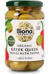 Organic Greek Queen Olives with Red Pepper 370g (Biona)