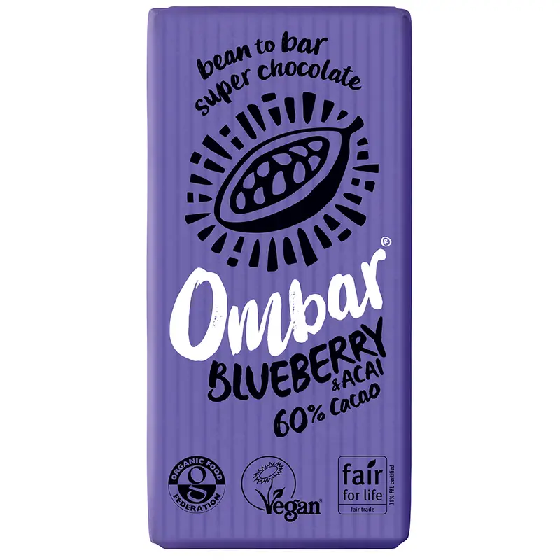 Organic Acai & Blueberry 60% Cacao Bar 35g (Ombar)