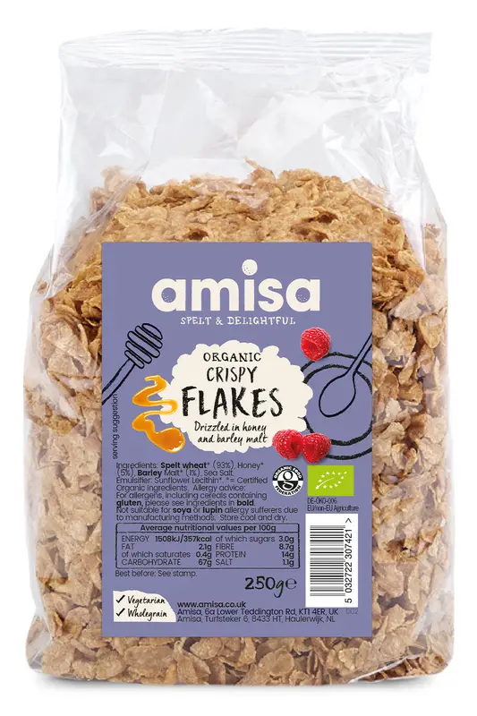 Organic Crispy Spelt Flakes with Honey 250g (Amisa)
