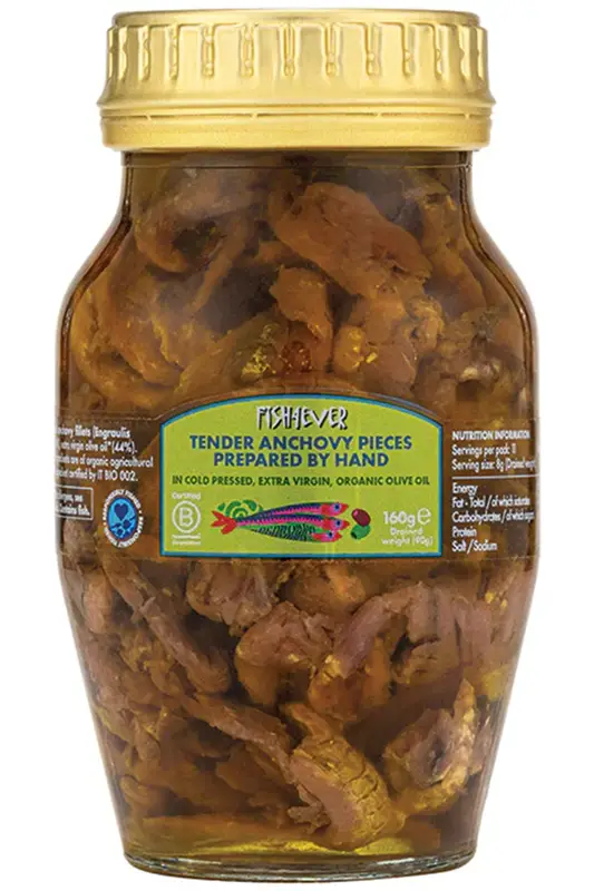 Anchovy Pieces in Organic Olive Oil 160g (Fish4Ever)
