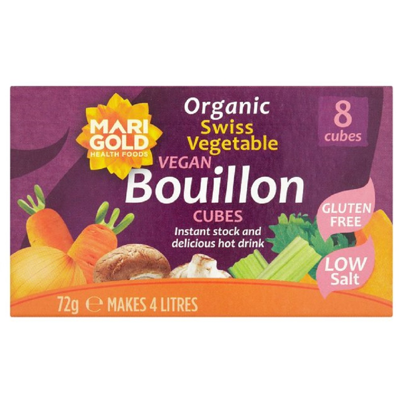 Reduced Salt Swiss Vegetable Bouillon Cubes, Organic 72g [8 Cubes] (Marigold)