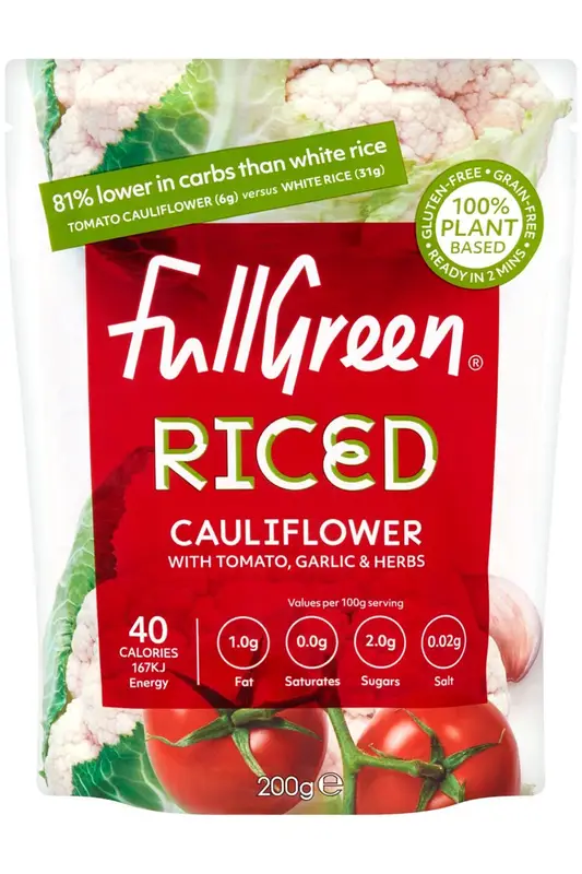 Riced Cauliflower with Tomato, Garlic & Herb 200g (Fullgreen)