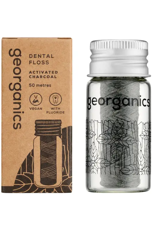 Activated Charcoal Fluoride Floss 50m (Georganics)