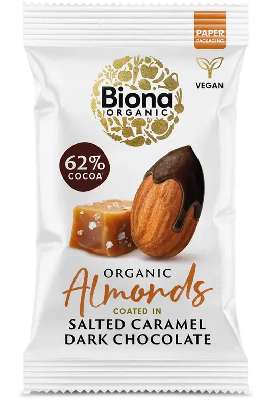 Organic Dark Chocolate Salted Caramel Roasted Almonds 30g (Biona)
