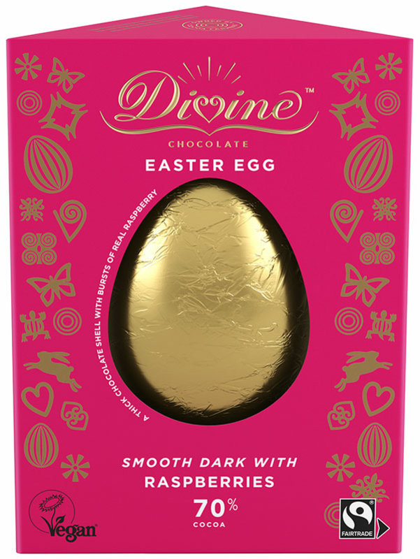 Divine Dark Chocolate With Raspberries Easter Egg Divine Dark Chocolate With Raspberries Easter Egg
