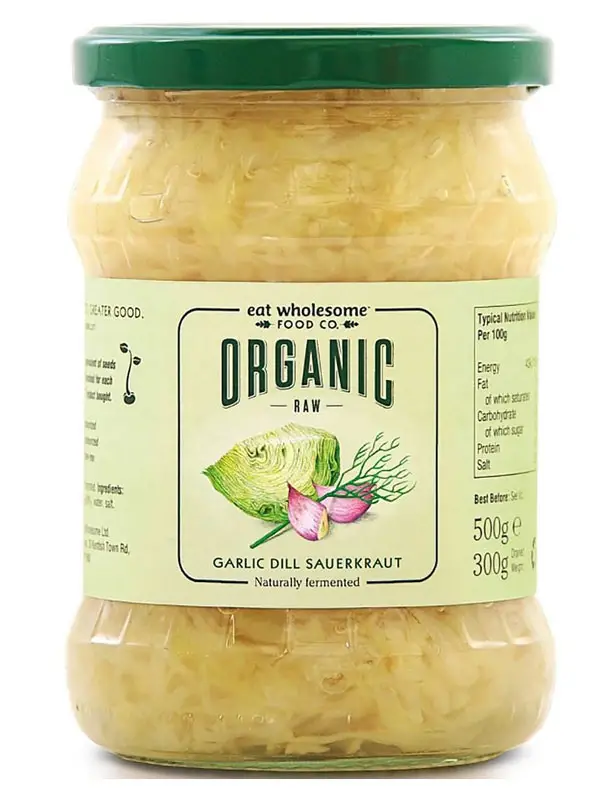 Organic Raw Dill & Garlic Sauerkraut 500g (Eat Wholesome)