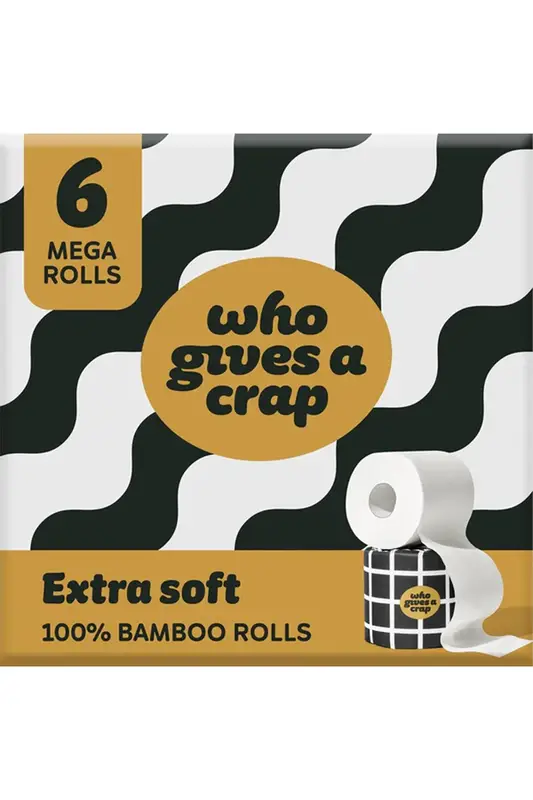 Extra Soft Toilet Tissue x 6 Mega Rolls (Who Gives A Crap)